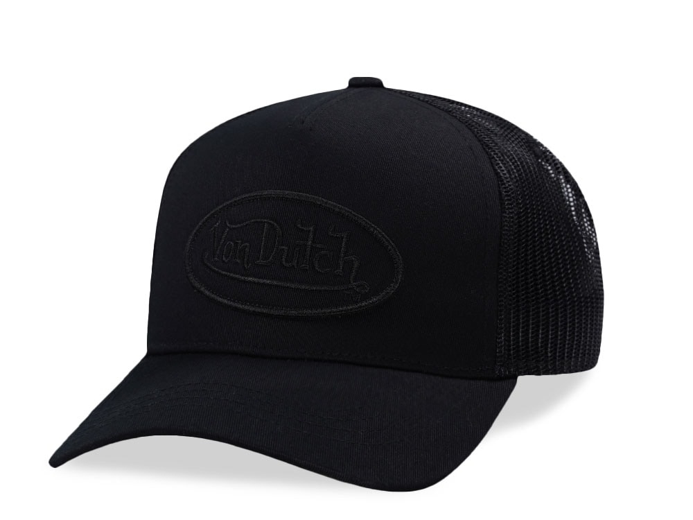 Von Dutch Oval Patch Black on Black Edition Trucker Snapback Cap