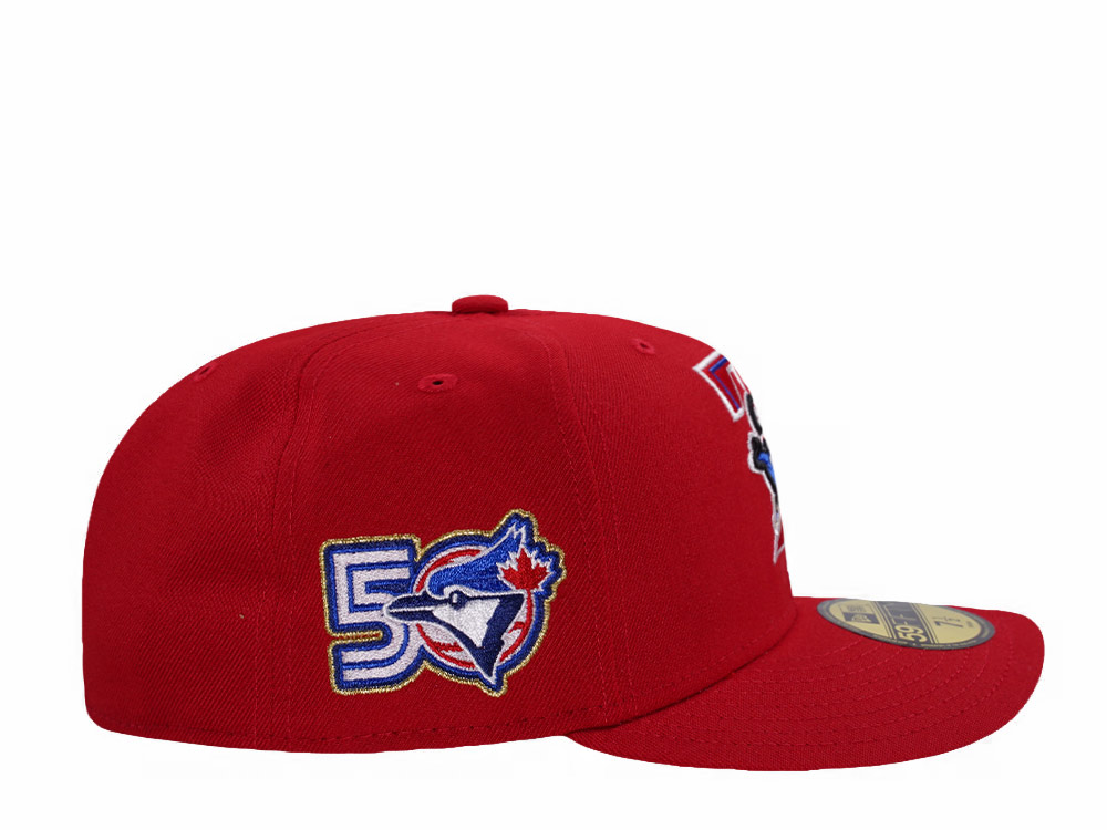 New Era Toronto Blue Jays 50th Anniversary Scarlet Prime Edition 59Fifty Pre Curved Fitted Cap